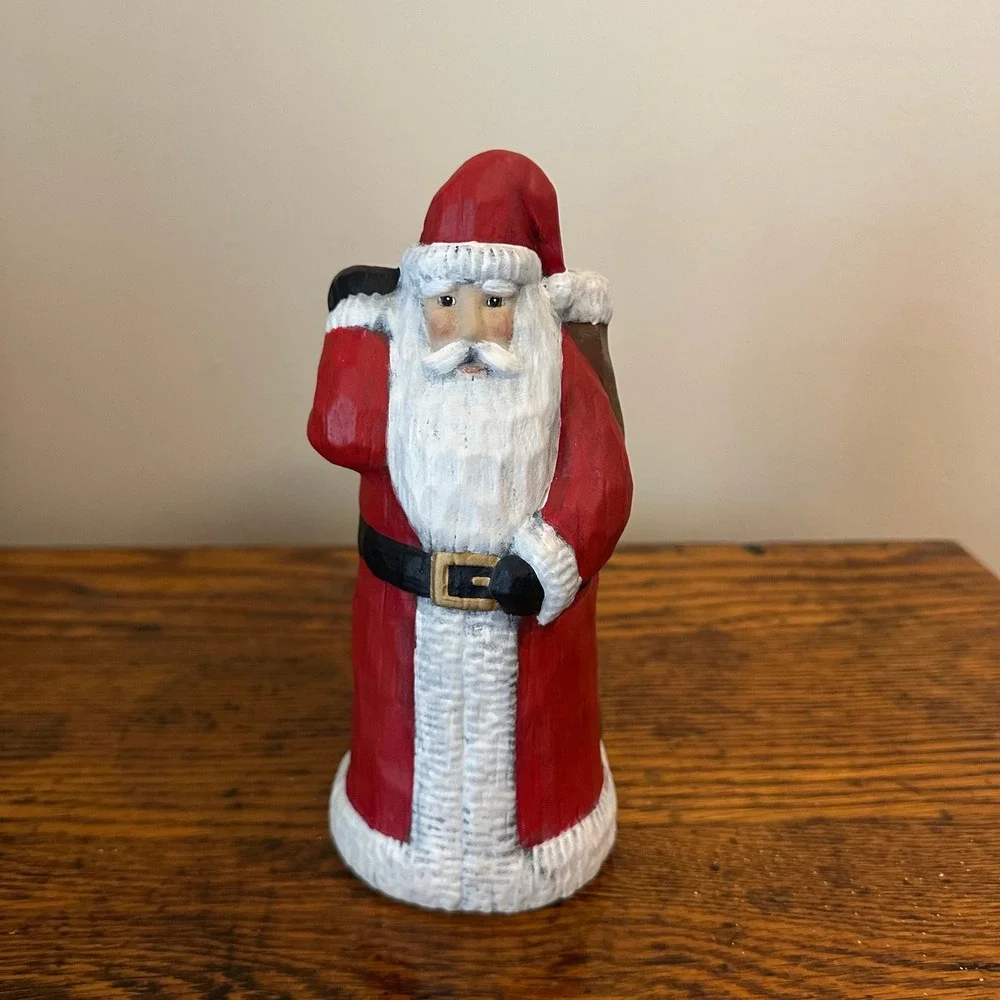 Vintage Style Hand Painted Santa Claus Figurine Christmas Decor Pencil Holder